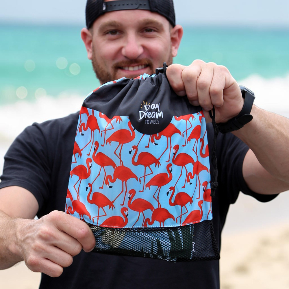 Serviette de plage XL - Flamant rose - Gaufrée – Image 4